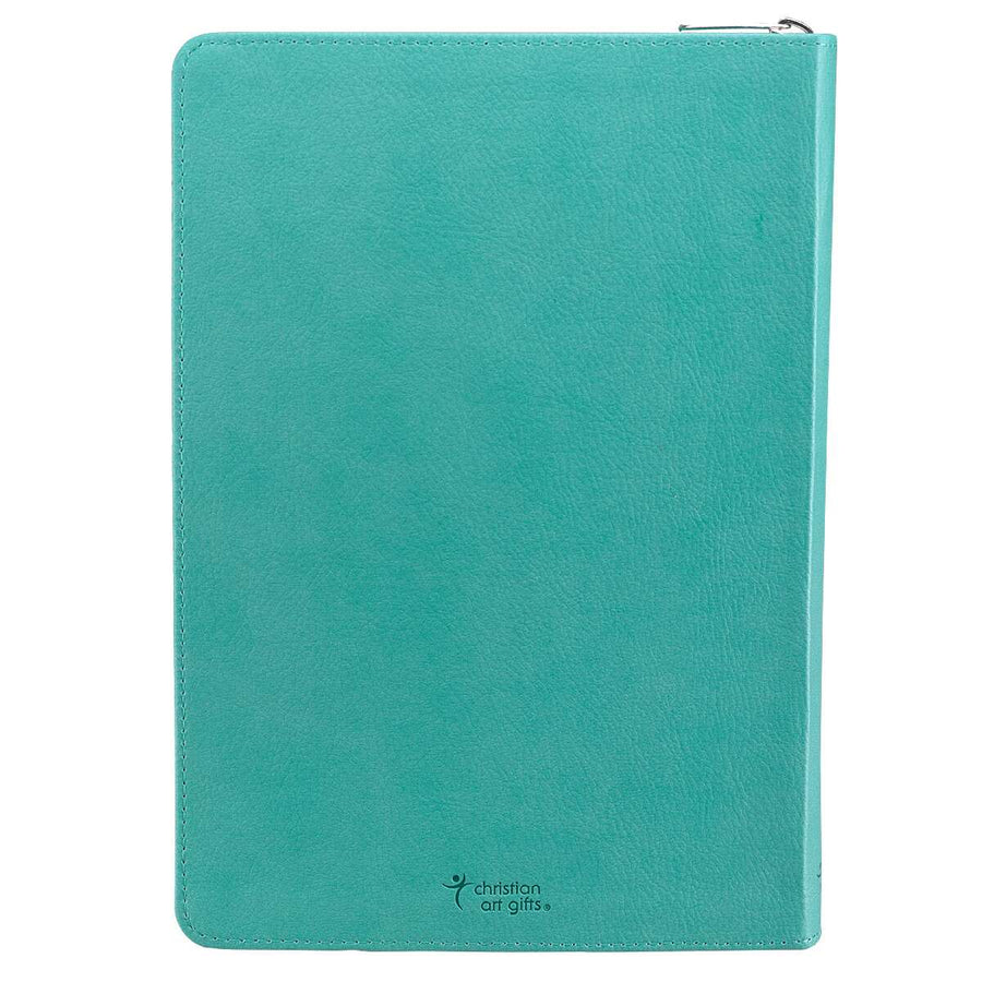 I Can Do Everything Zippered Classic LuxLeather Journal In Turquoise - Philippians 4:13
