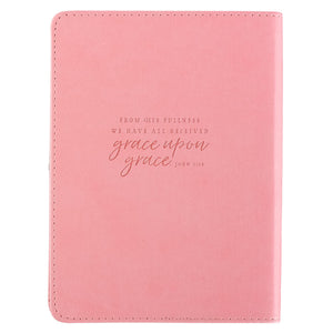 Grace Upon Grace Pink Faux Leather Handy-sized Journal - John 1:16