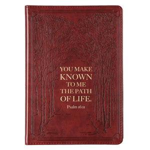 The Path of Life Slimline Faux Leather Journal in Brown - Psalm 16:11
