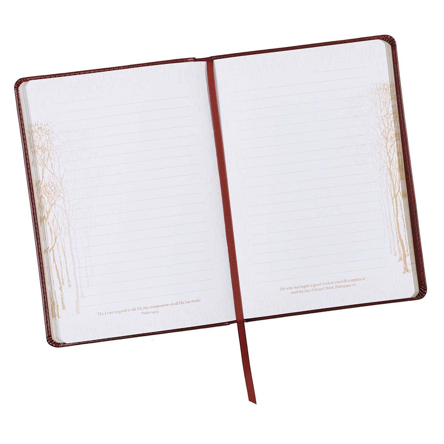 The Path of Life Slimline Faux Leather Journal in Brown - Psalm 16:11