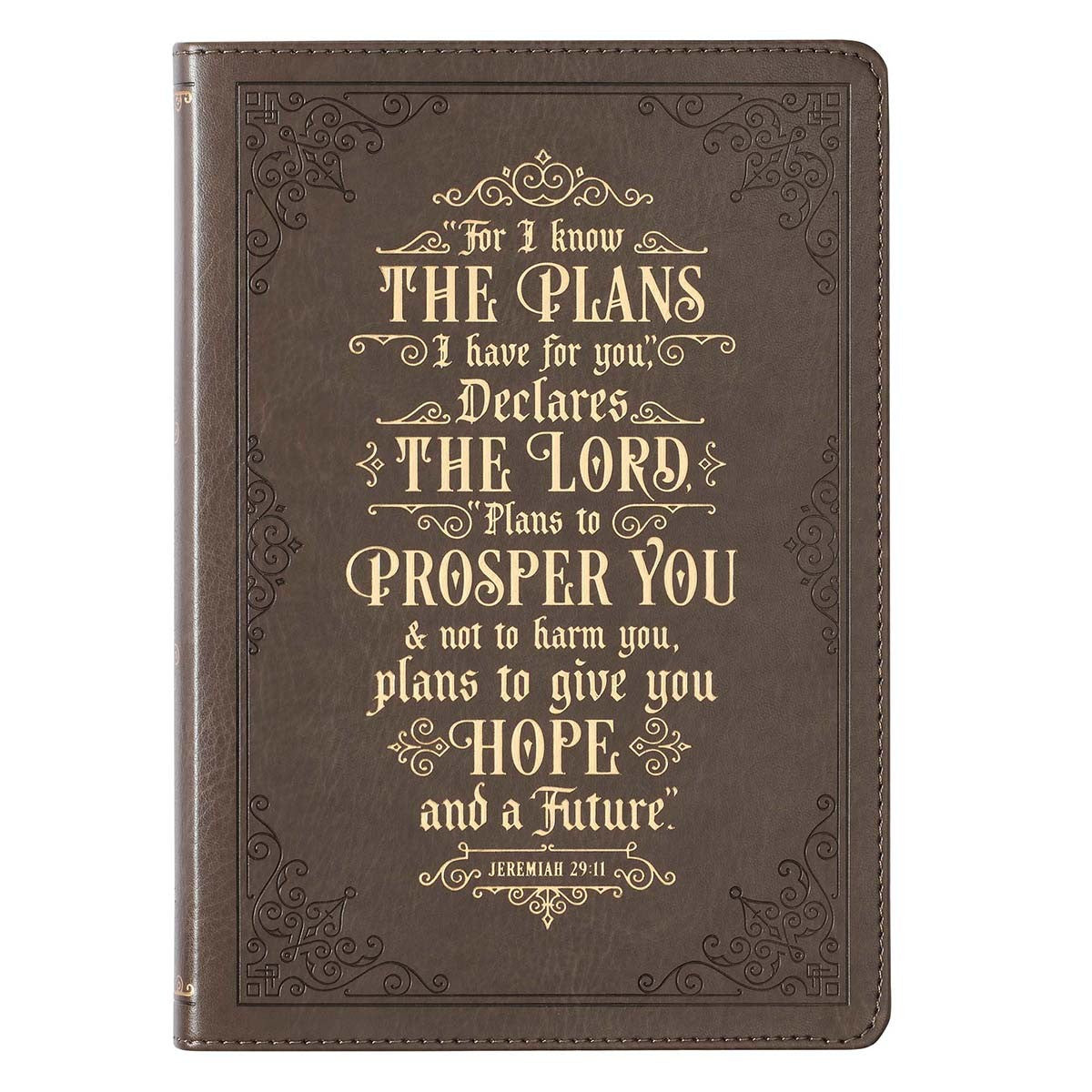 For I Know the Plans Taupe Faux Leather Classic Journal - Jeremiah